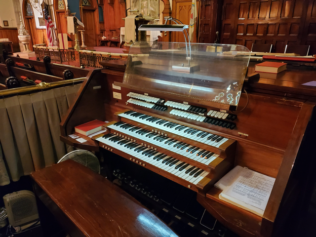 The organ at Old Zion - a King and Sons (built in 1898 and renovated several times since) - the console pictured is a Mudler Hunter from the 1960's renovation.